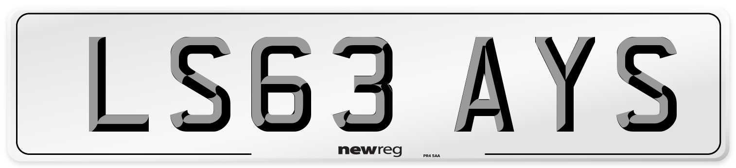 LS63 AYS Number Plate from New Reg